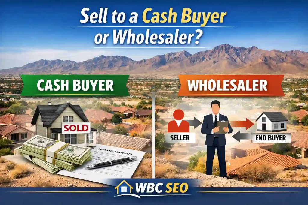 El Paso homes with comparison of selling to a cash buyer vs wholesaler showing differences in process and closing