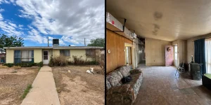 Inherited house in Cedar Grove Park, El Paso with rooftop AC and exposed interior ductwork