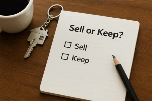 House keys on table with decision checklist, symbolizing options for inherited property in El Paso