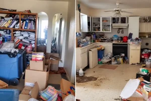 Interior of a Coronado Hills home in El Paso sold as-is with belongings left inside