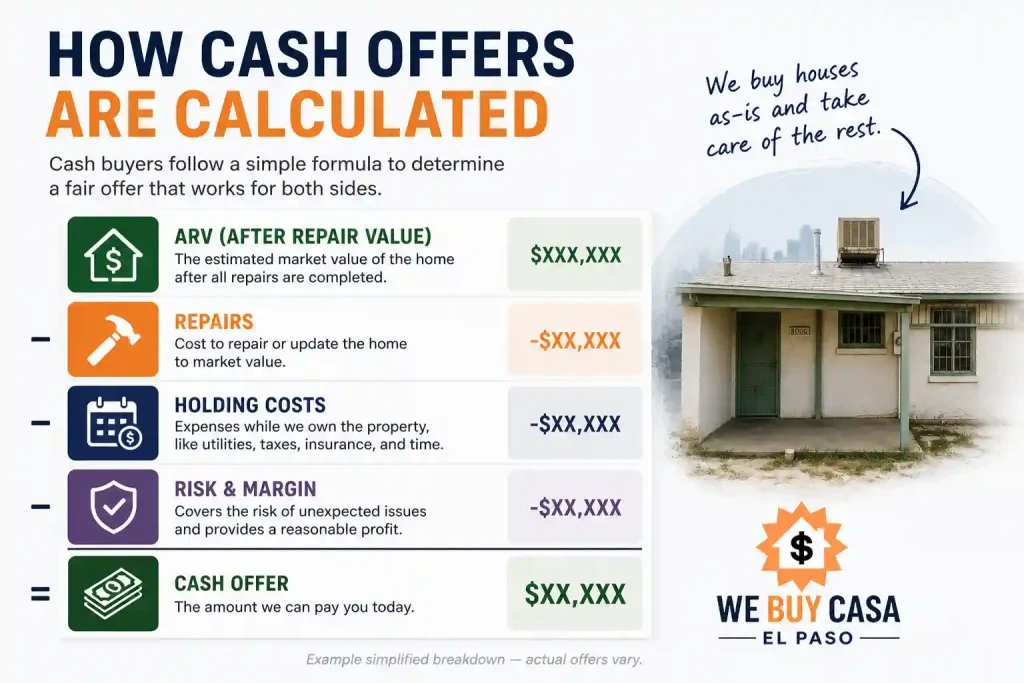 how cash home buyers calculate offers using ARV repairs holding costs and margin
