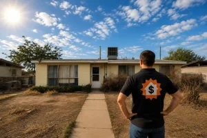Landlord looking at a rental property in El Paso while deciding whether to fix it up or sell it as-is.